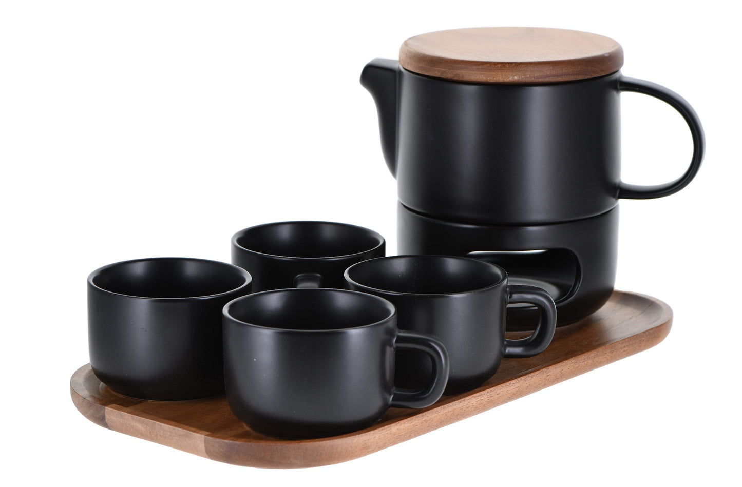 TEA SET WOODEN BLACK